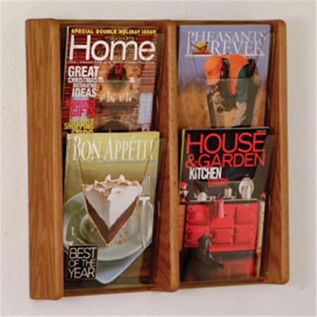 Wooden Mallet Stance 4 Pocket Wall Display in Medium Oak - 2Wx2H WO599269